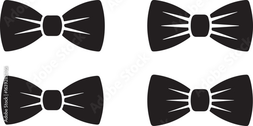 Simple Bow Tie Silhouette Icon Set for Fashion – Black on White