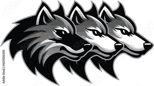 Three wolf heads graphic design