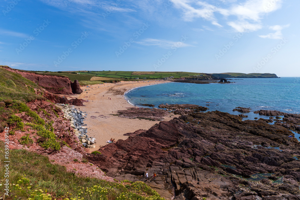 Obraz premium Thurlestone Sands and South Milton Sands, Devon, England