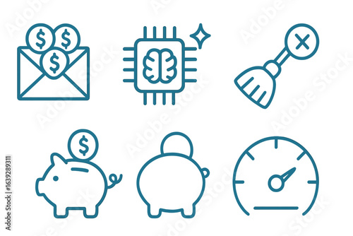 Visual representation of finance concepts including savings, technology, and investment strategies