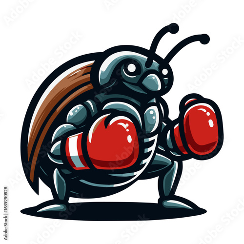 A Determined and Tough Boxing Beetle Sports Mascot