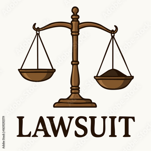 Scale of justice showing imbalance on lawsuit as a legal legal case