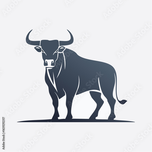 Stylized charging bull silhouette for financial investment concept