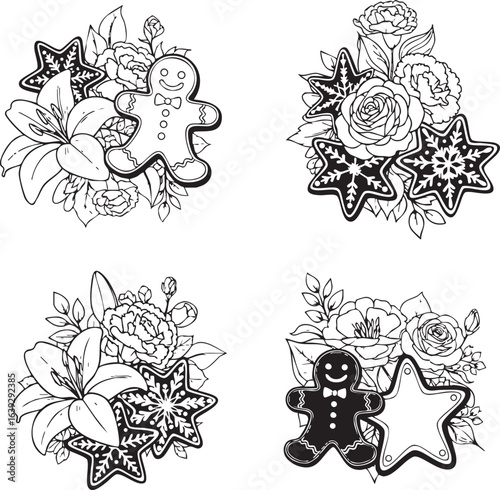 Wallpaper Mural christmas, pattern, flower, vector, floral, design, seamless, vintage, illustration, ornament, decoration, art, wallpaper, nature, decor, texture, element, flowers, mandala, leaf, retro, ornate, lace, Torontodigital.ca