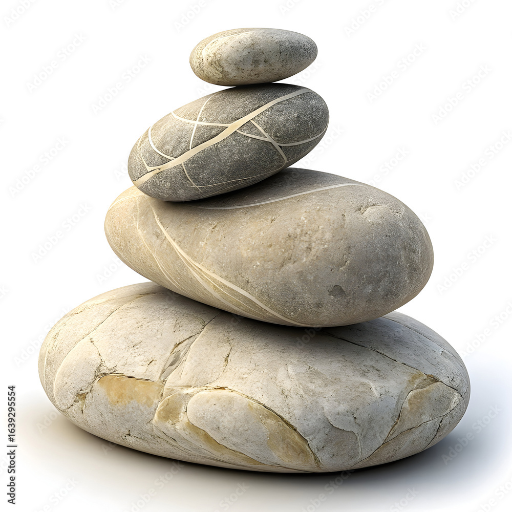 Fototapeta premium Smooth River Stone Stack of Three in Zen Composition