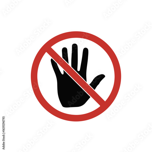 Prohibition sign showing no tipping hand in a red circle suggesting a no tipping policy, it means no gratuity required, as a modern symbol. Symbol conveys no tipping policy for stores and restaurants.