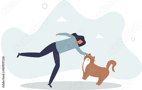 Cute domestic cat.Pet care concept.human life.
