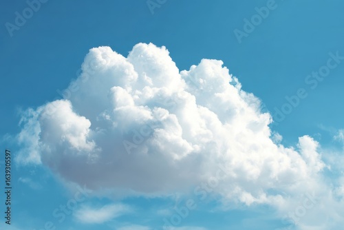 Fluffy white cloud in bright blue sky for tranquil nature scenes and peaceful mood visuals
