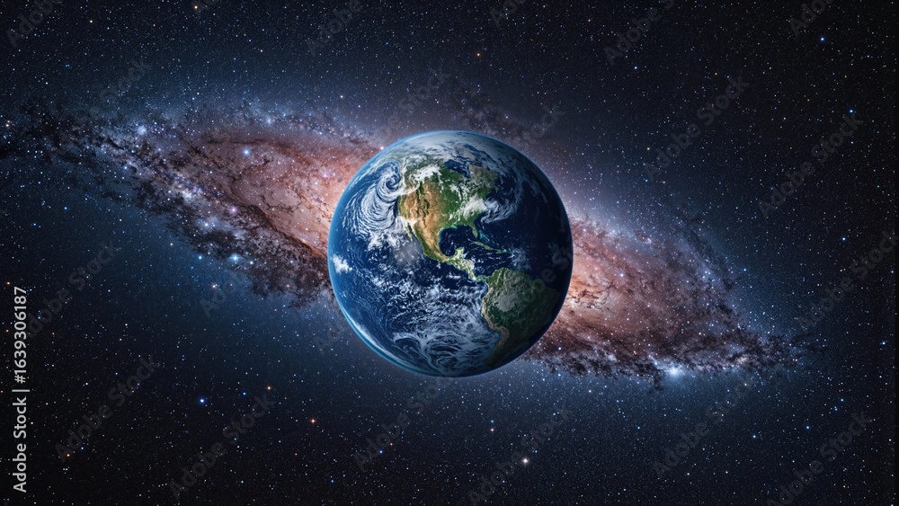 Obraz premium Celestial scene featuring the blue world and starry backdrop