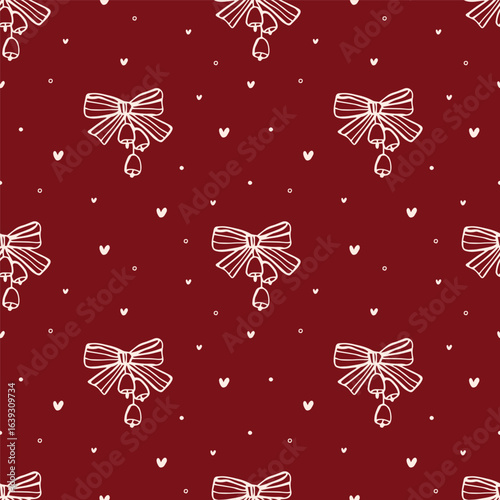 Wallpaper Mural Vintage Christmas coquette seamless pattern with bow and ribbon. Whimsical wrapping paper design.  Torontodigital.ca