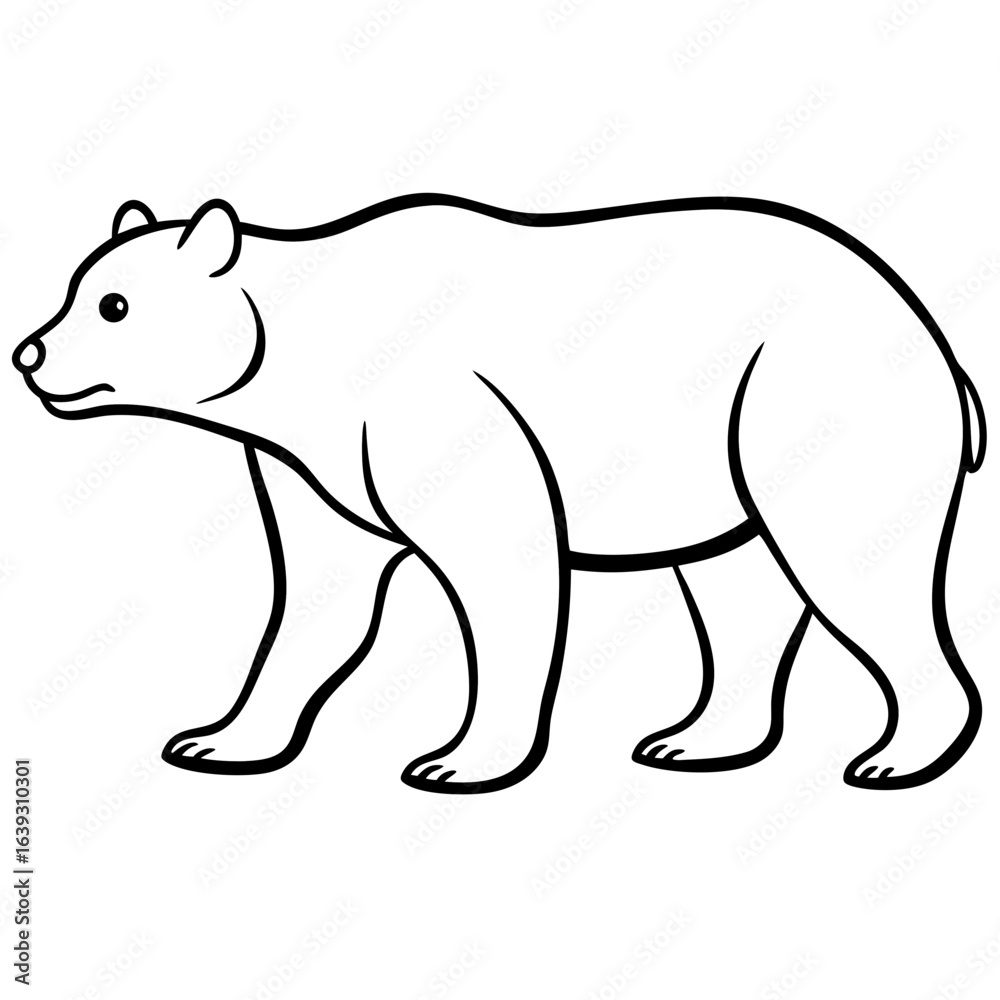 Obraz premium Walking Bear Silhouette Line Art Vector Minimalist Wildlife Design
