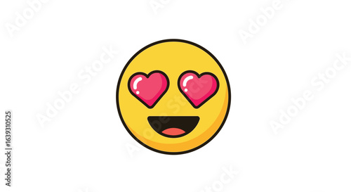 Vector art of happy emoji with heart eyes and open mouth isolated on white background