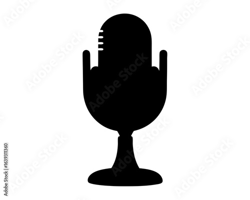 Retro Microphone Silhouette, A Timeless Icon for Broadcasting, Podcast, and Recording