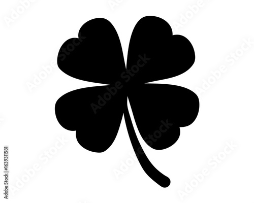 Silhouette of a four leaf clover conveying a sense of luck and fortune
