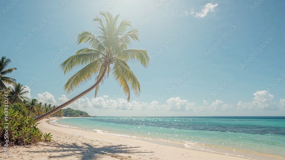 Obraz premium Idyllic seaside view illuminated by sunlight