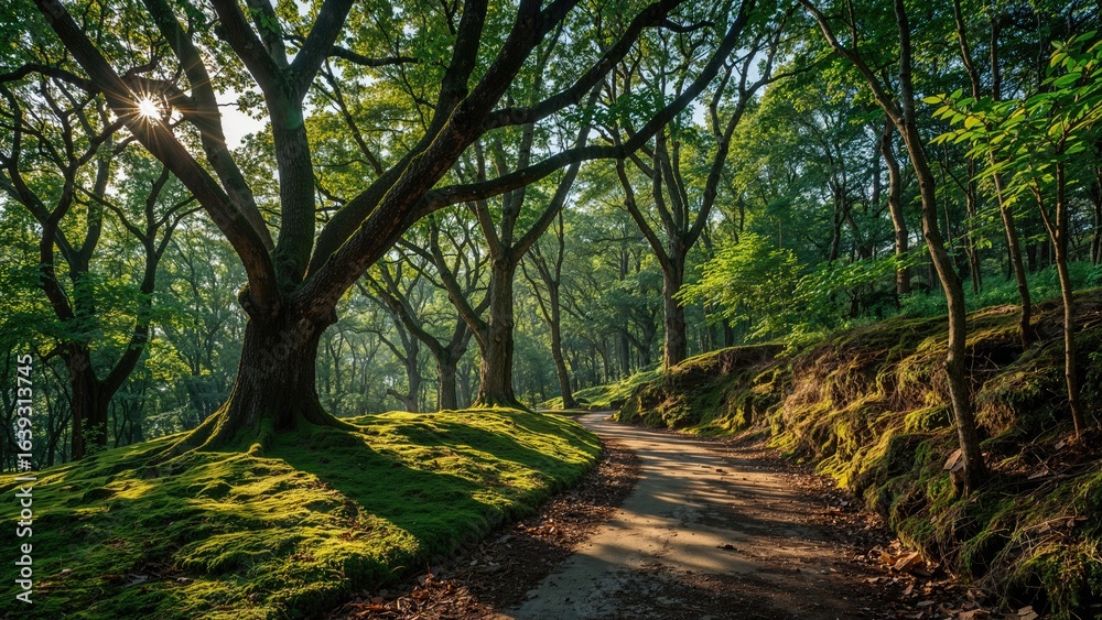 Fototapeta premium A magical forest with a pathway running through