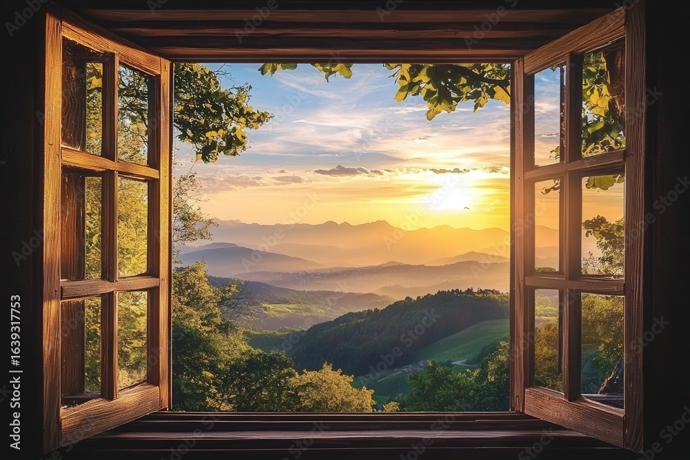 Obraz premium View from window at a wonderful beautiful landscape nature panorama