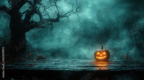 Table background of free space for your decoration and spooky halloween background