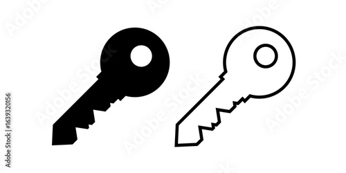 Key simple icon. Lock door pictogram, house or keyword vector symbol, password or success