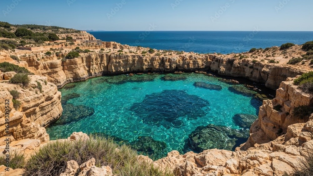 Obraz premium Famous Deep Blue Cavern by the Coast