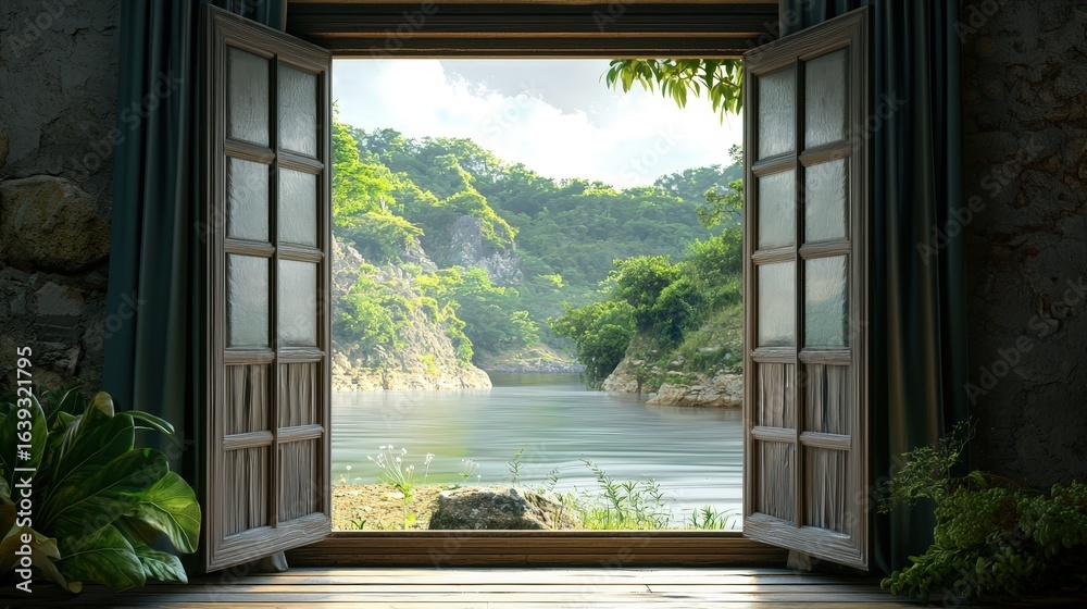 Obraz premium View from window at a wonderful beautiful landscape nature panorama