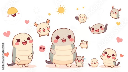 Whimsical Cartoon Animals in a Charming Setting