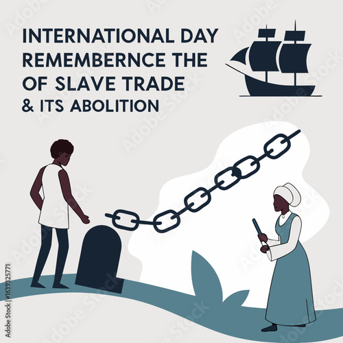 Remembering the international day for the remembrance of the slave trade and its abolition coloring illustration