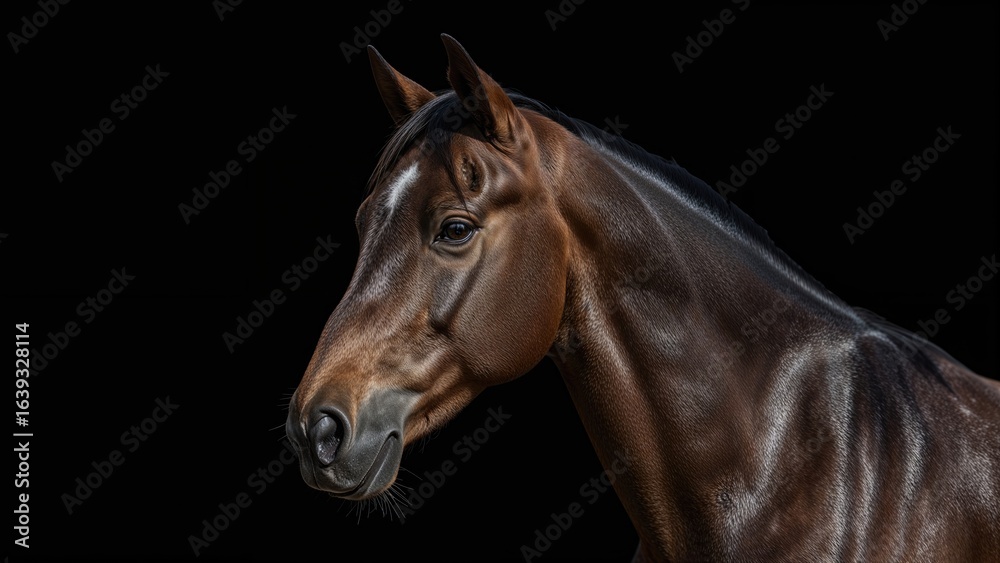 Obraz premium Portrait of horses set against a dark backdrop