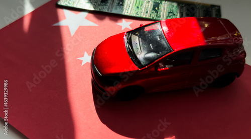 Canvas Print China semiconductor chip and electric vehicles industry concept