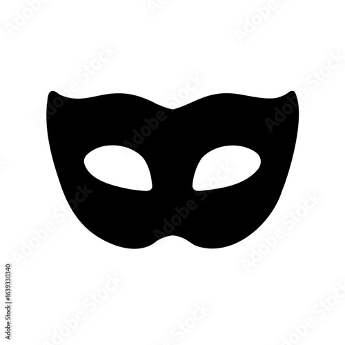 Black silhouette of a simple masquerade mask isolated on white background