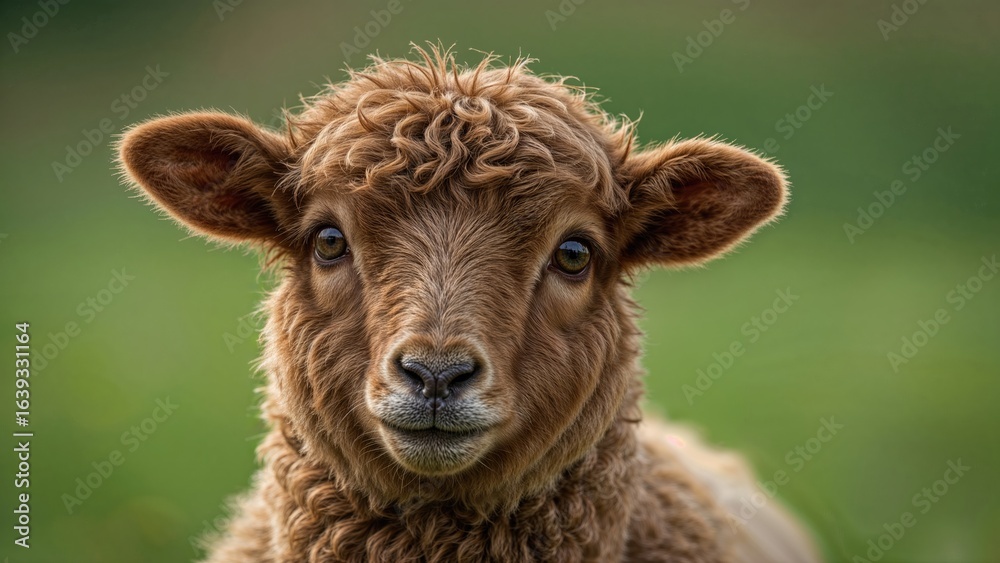 Young brown sheep staring into the camera Young brown sheep staring into the camera