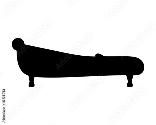 Elegant chaise lounge silhouette in minimalist black and white design