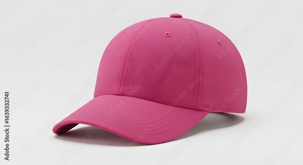 Fototapeta premium A vibrant pink baseball cap displayed against a clean, white background.