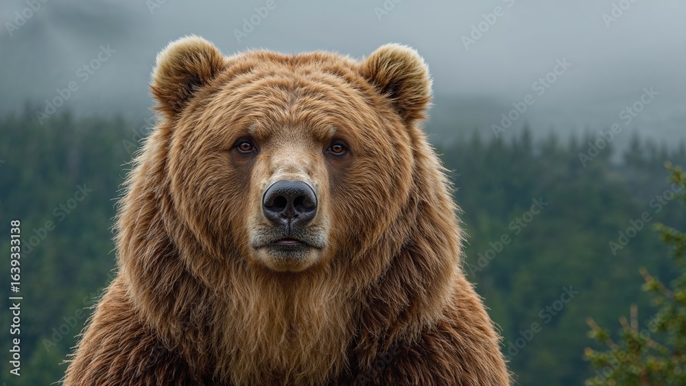 Fototapeta premium Wild Brown Bear Facing the Camera