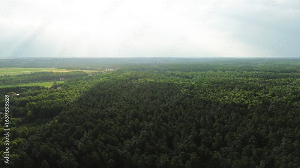 Fototapeta premium Cloud layers above green rural landscape