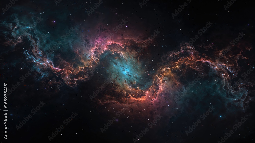Obraz premium Multicolored fractal cosmic dust set on a black canvas
