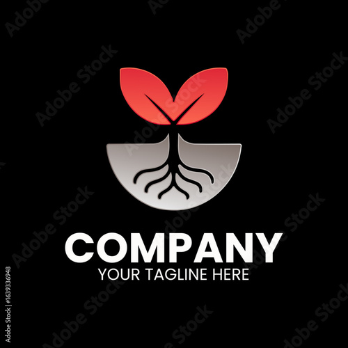 Minimal Leaf Root Logo Vector for Agriculture, Gardening, and Eco Branding