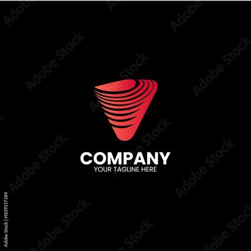 Minimal Red Swirl Cone Logo Vector for Modern Dessert and Ice Cream Branding