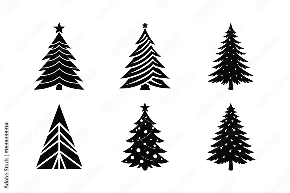 Obraz premium christmas tree silhouette design for holiday celebration winter decor and festive elements
