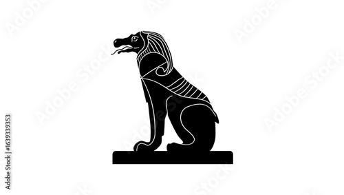Goddess Ammit symbol, black isolated silhouette