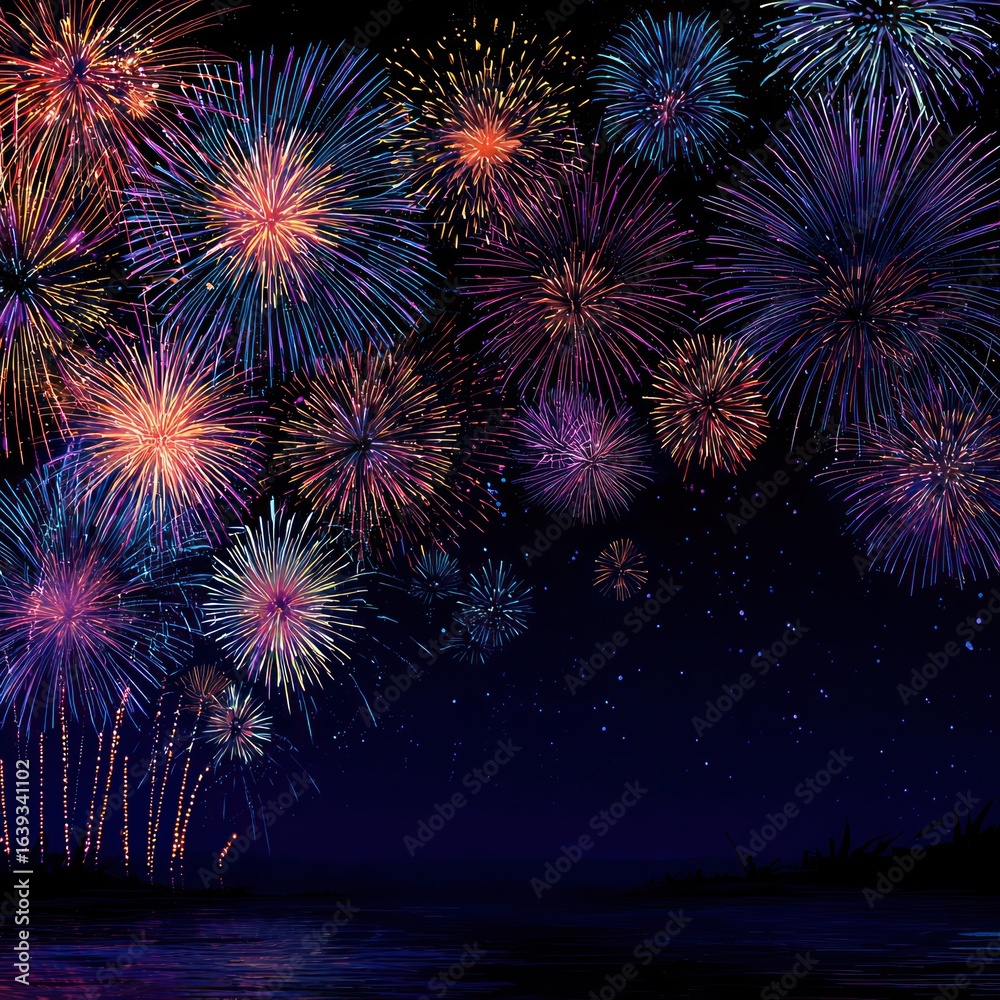 Fototapeta premium night fireworks celebration background