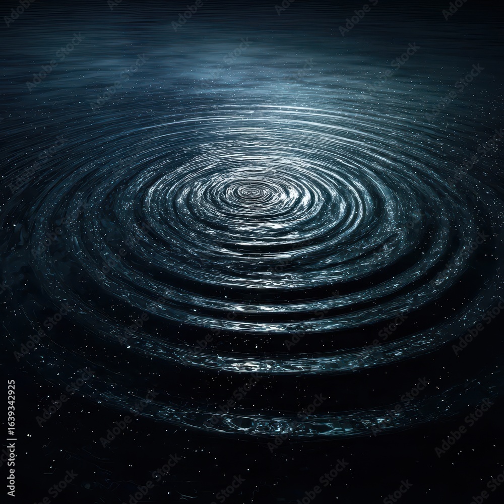 Fototapeta premium Cosmic ripples on a dark water surface. Possible use Space exploration