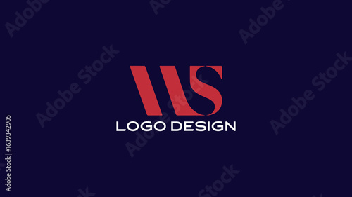 Minimalist WS monogram logo design in elegant red and white over a dark background, suitable for premium branding, corporate identity, and professional marketing use.