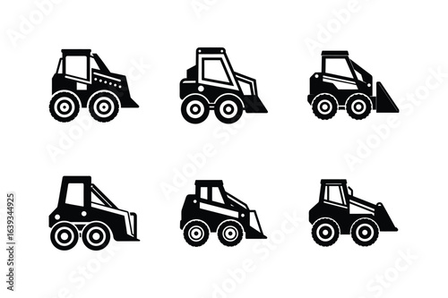skid steer loader icon silhouette vector illustration