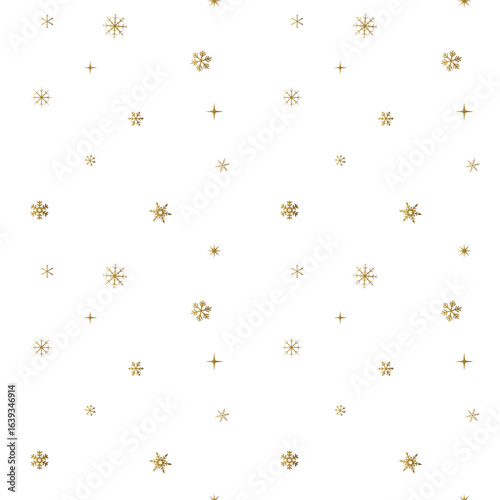 Simple seamless pattern with golden snowflakes fall slowly. Christmas winter backgrounds.