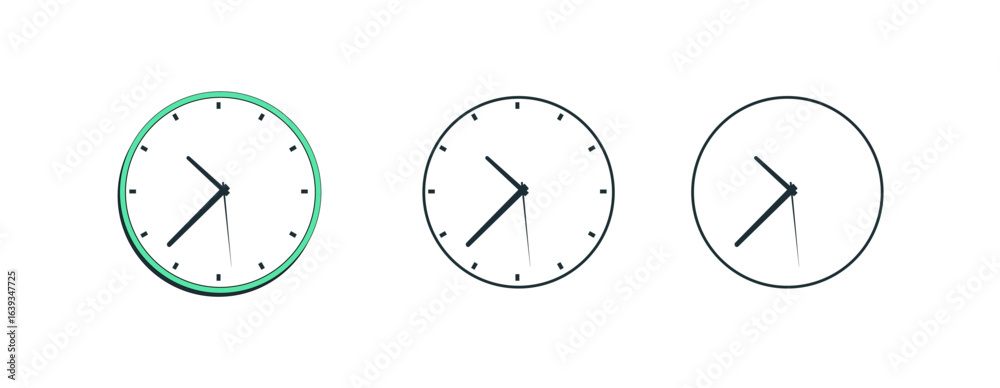 Wall clock. Simple wall clock. Minimalist watch. Classic design wall clock. Analog clock. Vector illustration
Wall clock. Simple wall clock. Minimalist watch. Classic design wall clock. Analog clock. Vector illustration
