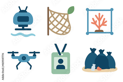Technology and environmental tools for ocean conservation in modern settings with various devices used for research
