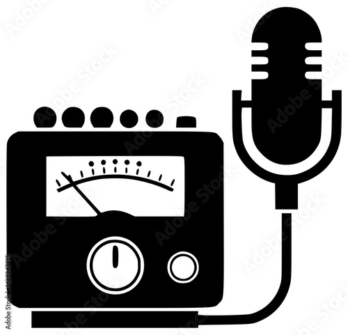Audiometer in a silent room with a doctor and medical equipment and headphones