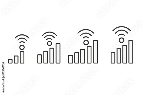 Signal strength icons showing increasing connectivity from low to high in a minimalist design