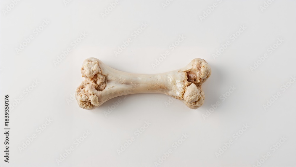 White background featuring a lone chicken bone